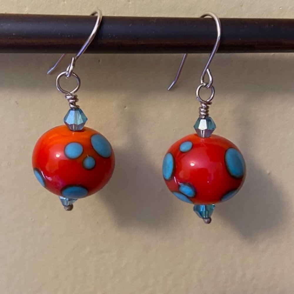 Artisan Blown Glass Ball Earrings